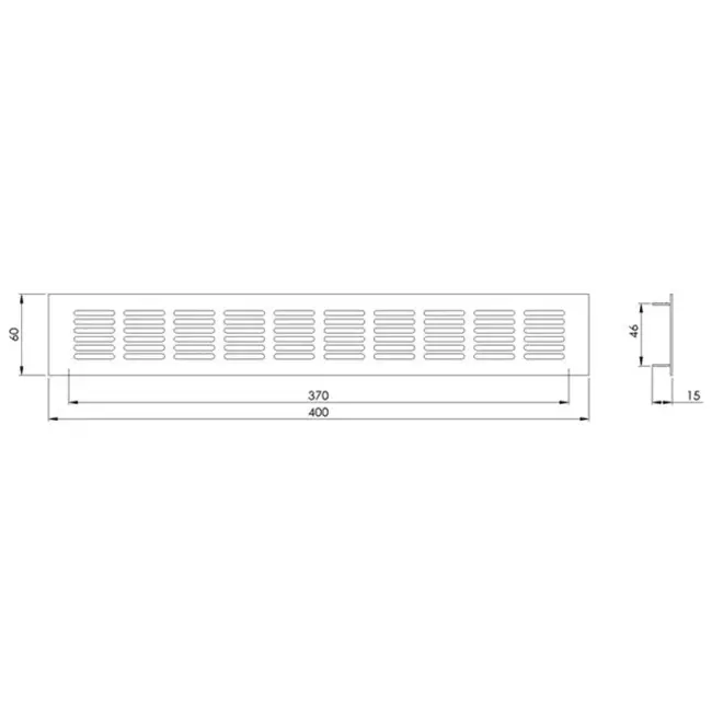 Plintrooster aluminium - zwart L=400mm x H=60mm -RA640B