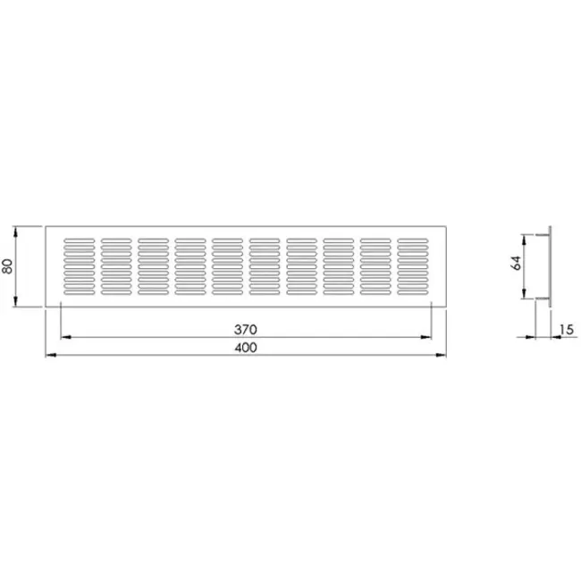 Plintrooster aluminium - zwart L=400mm x H=80mm -RA840B