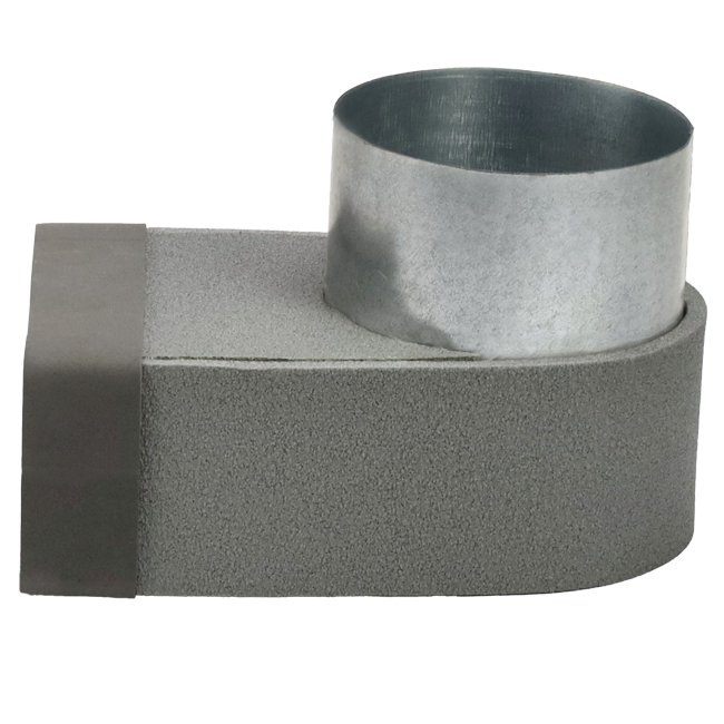Thermoduct lepe hoekstuk 170mm x 80mm naar Ø 160mm