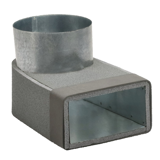 Thermoduct lepe hoekstuk 170mm x 80mm naar Ø 160mm