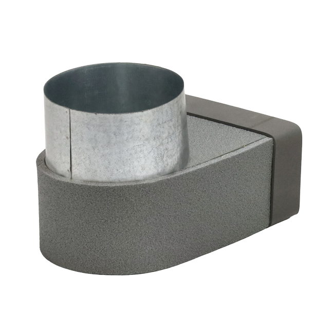 Thermoduct lepe hoekstuk 170mm x 80mm naar Ø 160mm