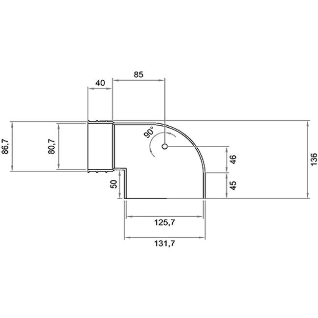 Wavin Ventiza eindstuk 90 graden PVC ovaal 195x80x50 mm met diameter 125 mm M/M