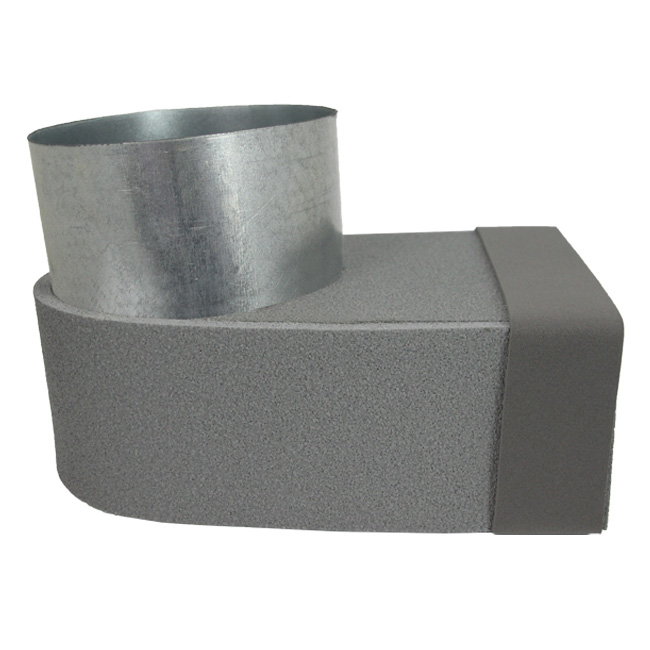 Thermoduct lepe hoekstuk enkel symetrisch 220x80 mm naar diameter 150 mm