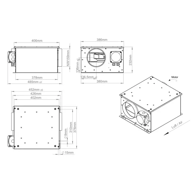 Buisventilator 160mm geïsoleerd - ISORX 160 EC K 01