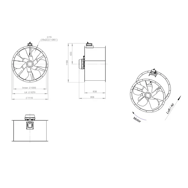 Ventilateur axial de 1000 mm - AL 1000 D6 03 CFG
