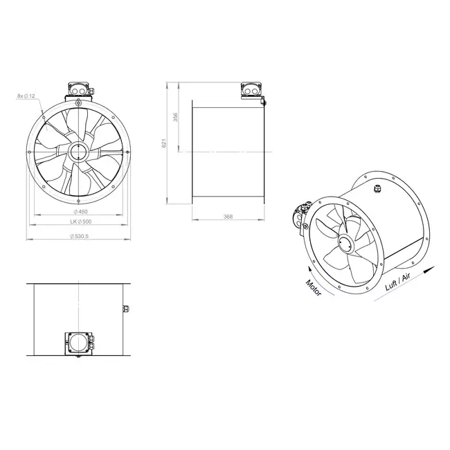 Ventilateur axial de 450 mm - AL 450 D4 01 CFG
