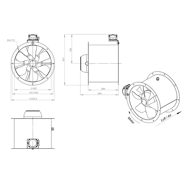 Ventilateur axial de 450 mm - AL 450 D2 01 CFG