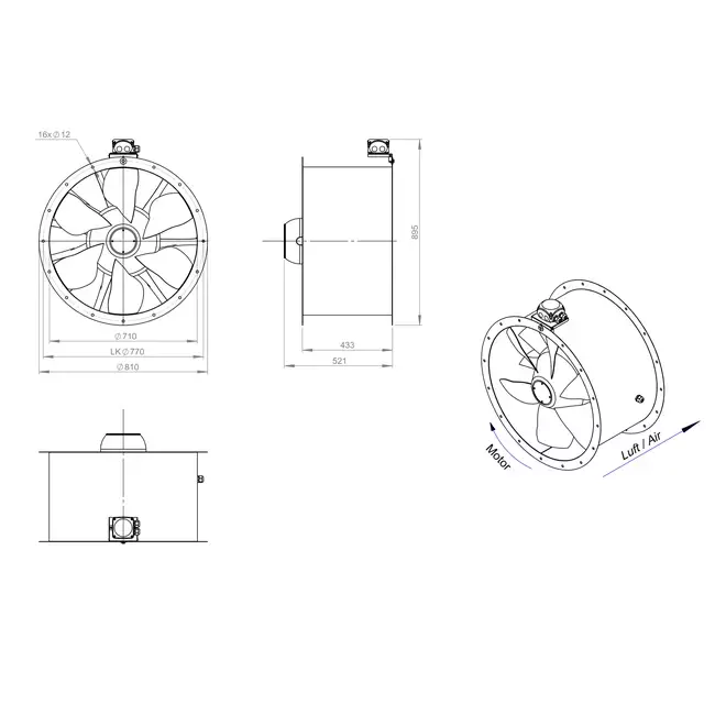 Axiaal 710 mm kanaalventilator - AL 710 D4 02 CFG