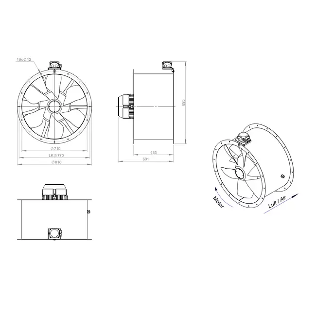 Axiaal 710 mm kanaalventilator - AL 710 D84U 01 CFG