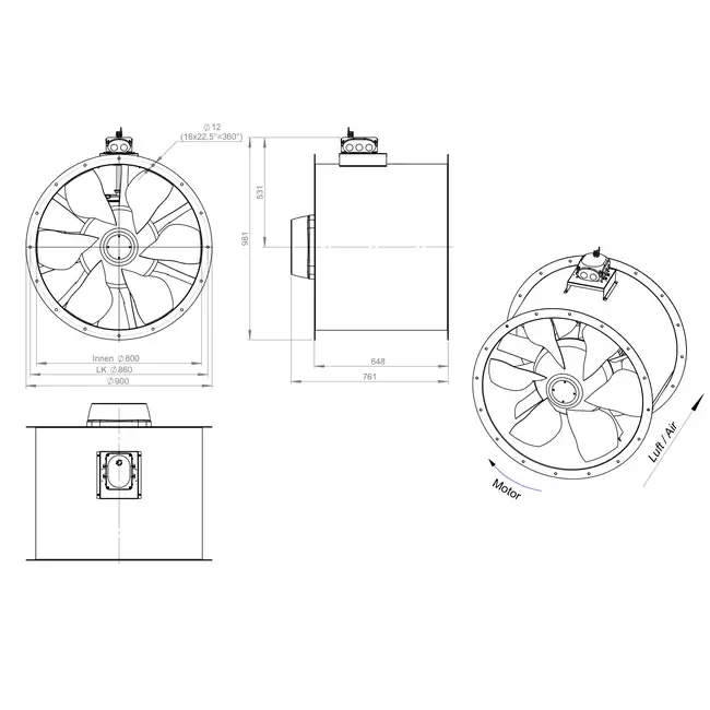 Ventilateur axial de 800 mm - AL 800 D4 05 CFG
