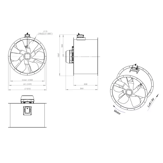 Ventilateur axial de 900 mm - AL 900 D4 05 CFG