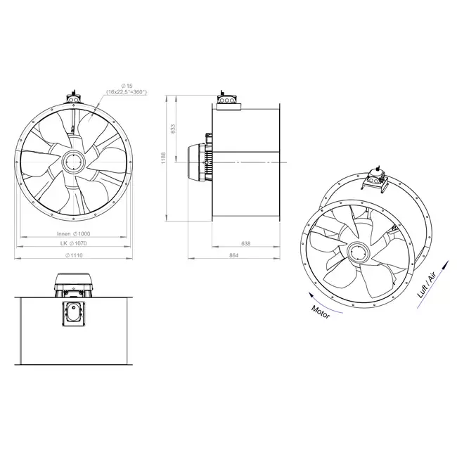 Ventilateur axial de 1000 mm - AL 1000 D4 03 CFG