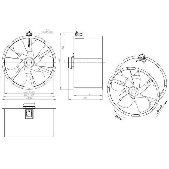 Ventilateur axial de 1250 mm - AL 1250 D6 01 CFG