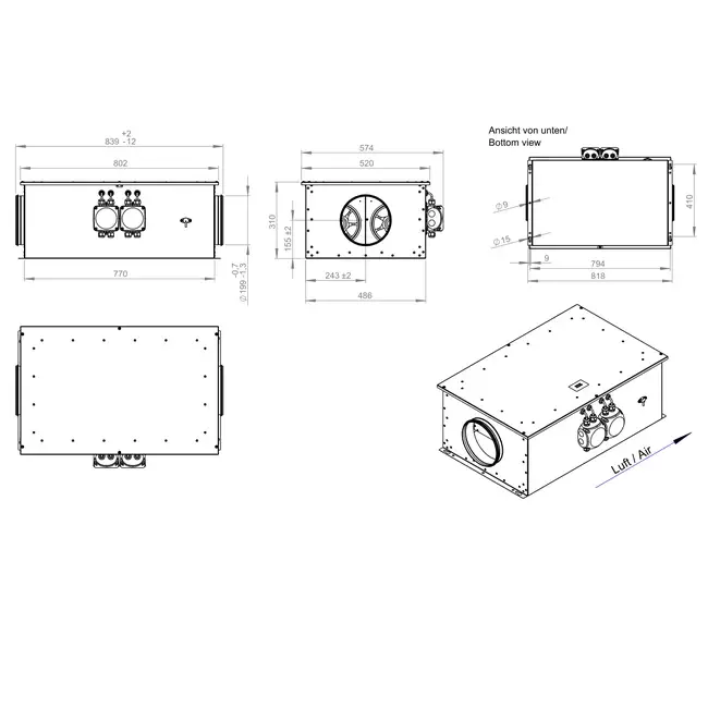 Ventilateur tubulaire 200 mm isolé à haut rendement énergétique - EM DUO 200 EC K 01