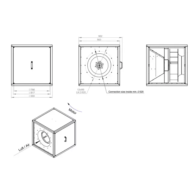 Boxventilator motor buiten luchtstroom - MPC T 630 EC K01