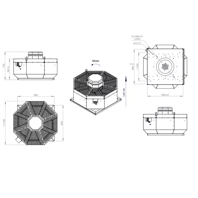 Dakventilator verticaal metaal - DVL 560 D4 RK 02