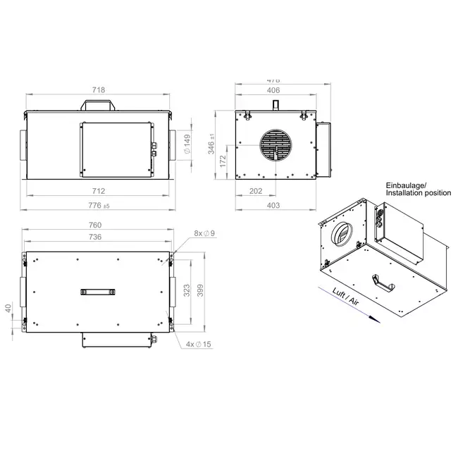 Toevoerunit met elektrische verwarming - FFH 150 EC EOJR 01