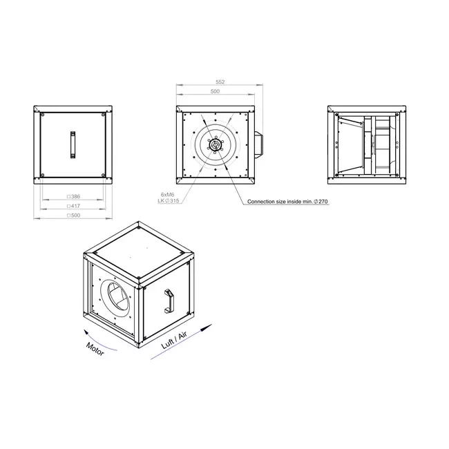 Boxventilator motor buiten luchtstroom - MPC T 315 D2 I K 01