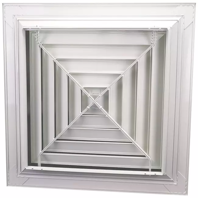 Lamellen plafondrooster met 4-zijdige luchtverdeling - MDCD4-225/370