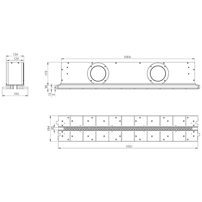 Ergovent instucbaar frameloos lijnrooster 1050 mm met aansluitdiameter 125 mm - airconditioning - 1 sleuf