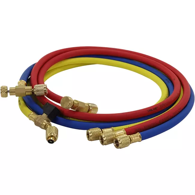 Slangenset 1,5M R410A met meetventiel en schrader afsluiting 5/16
