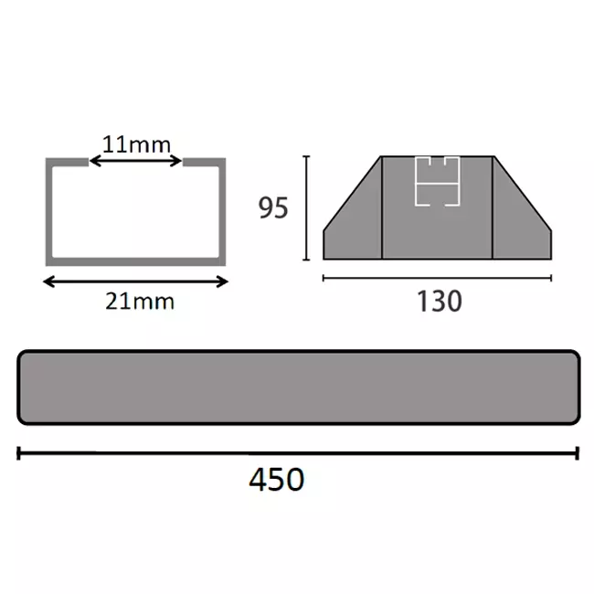 ClimaConnect montagebalk van trillingsdempend rubber 450 mm
