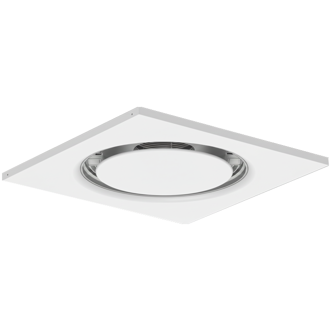 Plafondrooster staal ronde luchtuitlaat voor toe- en afvoer 595x595 mm – 160 mm – RAL 9016