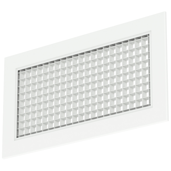 Grille murale en aluminium avec grille fixe - avec ressorts de friction - 400x150 mm - RAL 9016
