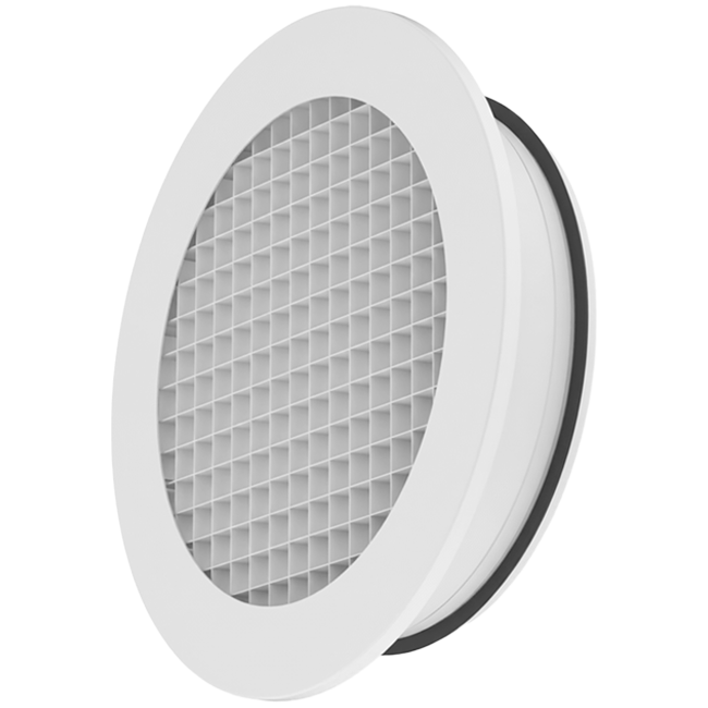 Rond wandrooster aluminium met vast raster – 500 mm – RAL 9003