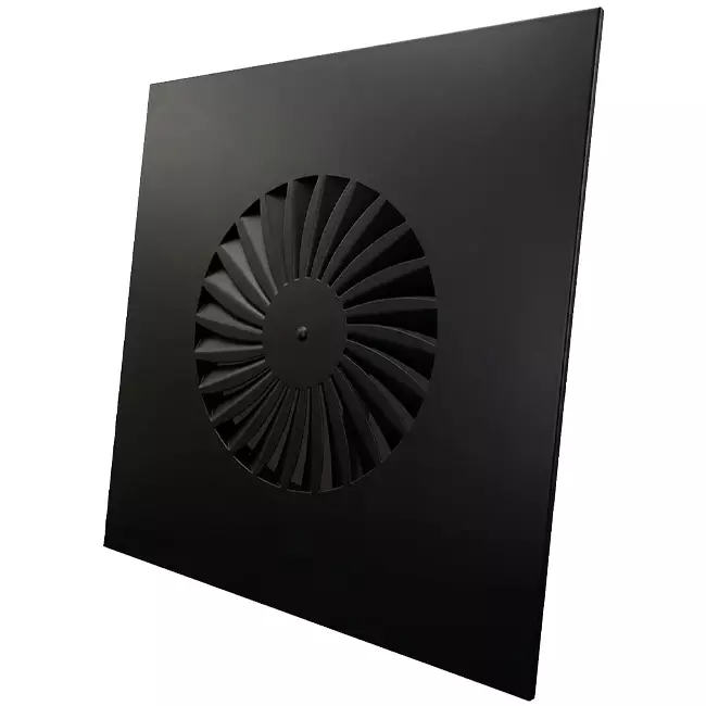 Wervelrooster vaste lamellen 400mm vierkant - SWS 400 RAL 9005 30% glans