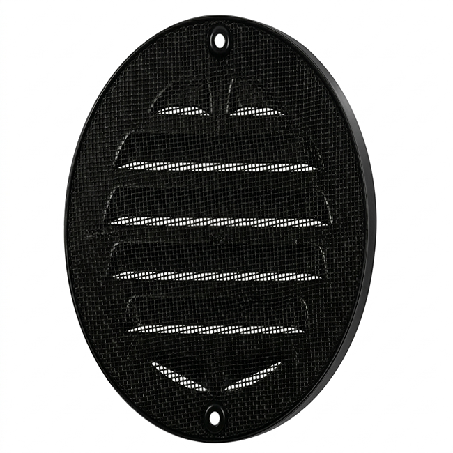 Buitenrooster rond 125 mm aluminium - RAL9005 30% glans