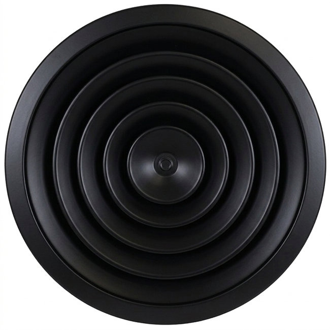 Diffuseur plafonnier rond avec motif fixe Ø 150 mm - RAL9005 30% brillant