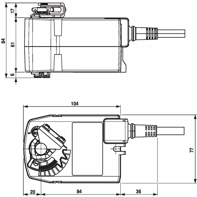 Belimo roterende klepaandrijving met veerteruggang 24V - open/dicht - 2,5 Nm - TF24