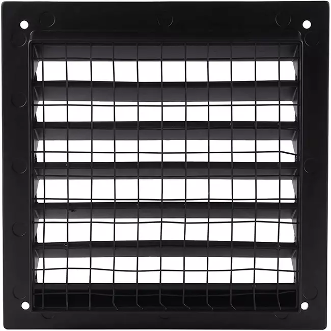 Buitenmuurrooster aluminium 150x150 mm - RAL 9005