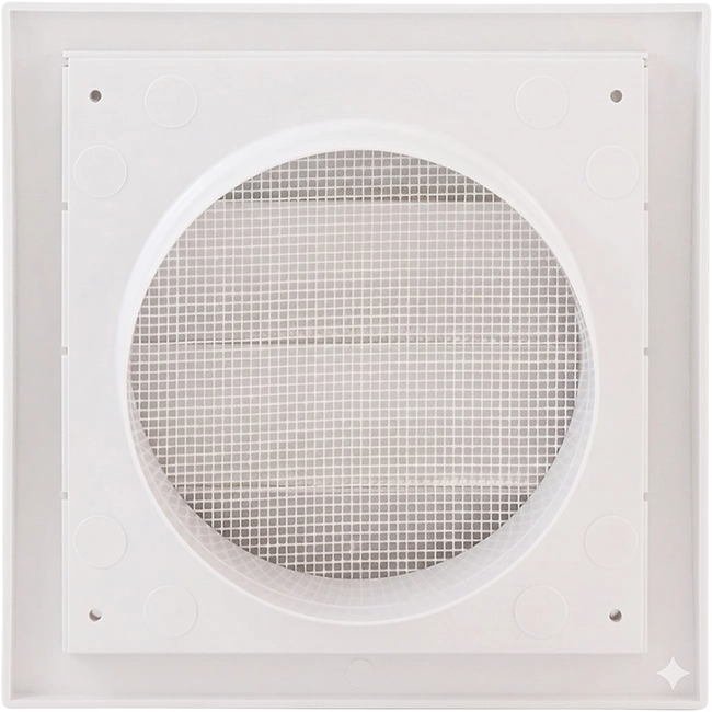 Lamellenrooster overdruk ventilatierooster 150x150 diameter: 100 wit - ND10Z