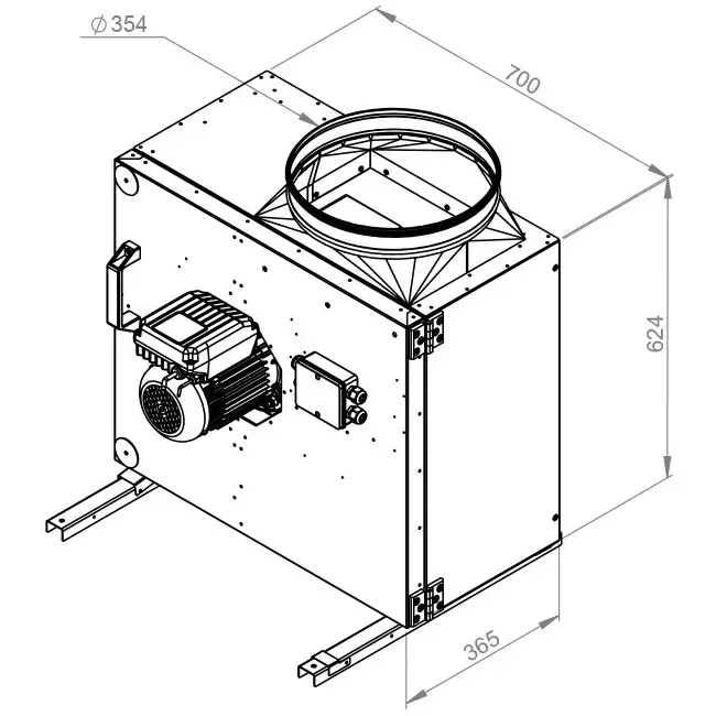 Boxventilator motor buiten luchtstroom - MPS 315 EC 30