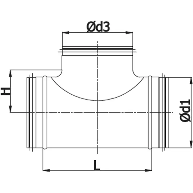 T-stuk Ø 200mm - Ø 100mm voor spirobuis (90°)