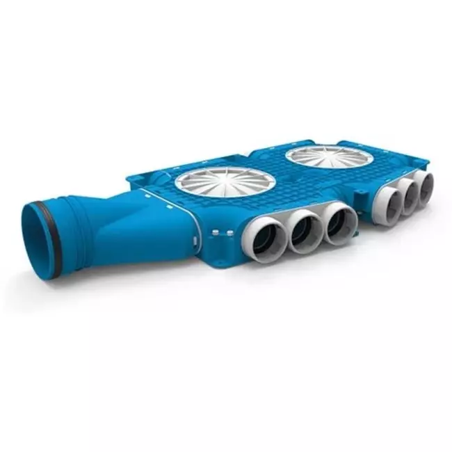 Vent-Axia Uniflexplus samengestelde verdeler 15 x Ø69mm Horizontale tuit Ø125mm