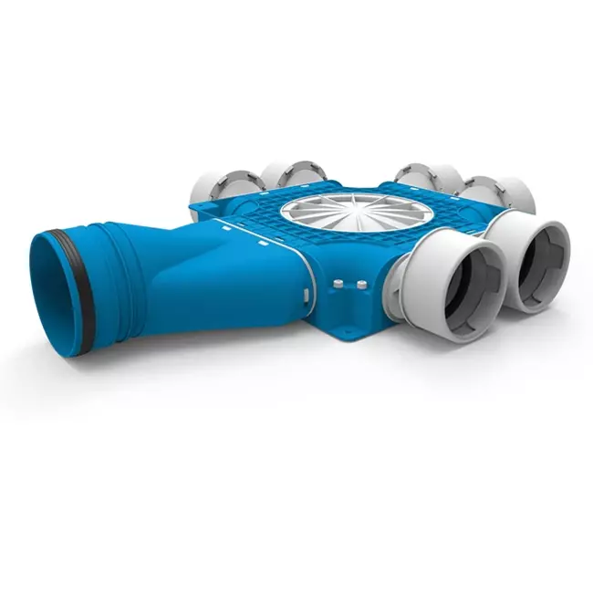 Diffuseur combiné Vent-Axia Uniflexplus 6x Ø90mm avec embout horizontal Ø125mm