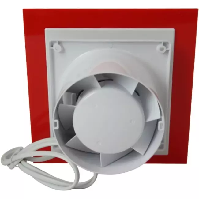 Air Roxy badkamerventilator met aansluitdiameter 100 mm met trekkoord en stekker - kunststof front rood