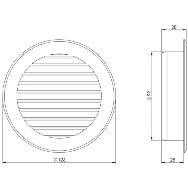 Schoepenrooster diameter 100 mm zwart - VR100M