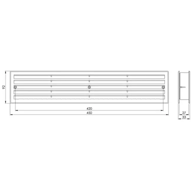 Deurrooster 450x92 bruin - VR459B