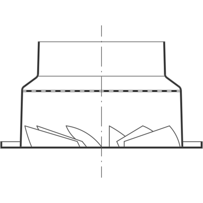 Wervelrooster met vaste schoepen Ø 250mm en bovenaansluiting Ø 200mm