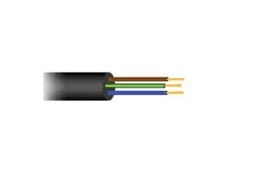 Soepele zwarte rubberkabel 3 x 1,5 voor buiten, rol 50 meter