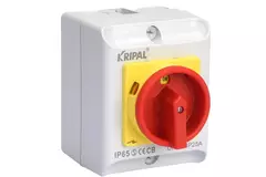Werkschakelaar 20A 4 polig 230-440V, IP65 + 2 x kabelwartel