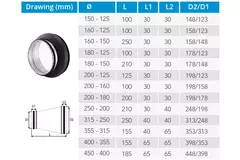 Thermoduct 13mm verloopstuk 150-125mm geisoleerd