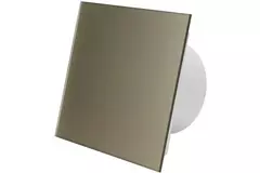 Badkamer ventilator Ø 125 mm met timer en inschakelvertraging - glazen front satijn goud