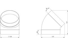 Ronde kunststof 45° bocht diameter: 125 mm AL125-45