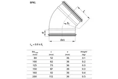 Korte ronde spiro bocht 45° Ø 160mm voor spirobuis