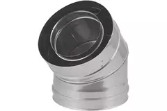 Coude concentrique 45° de 80 - 125 mm de diamètre I316L/I304 (D0,5/0,6) (avec caoutchouc d'étanchéité pour conduit interne)